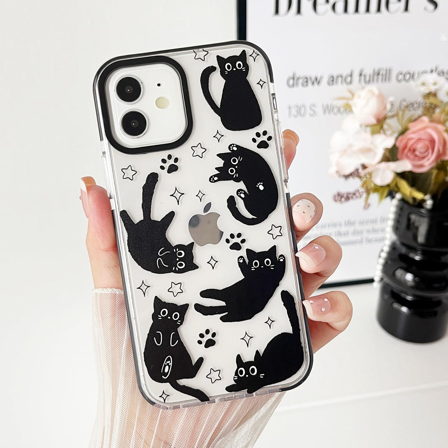 branple Compatible with iPhone 11 Case,Clear Cute Black Cat Pattern with Shockproof Slim Soft TPU Protective Phone Case for Women Designed for iPhone