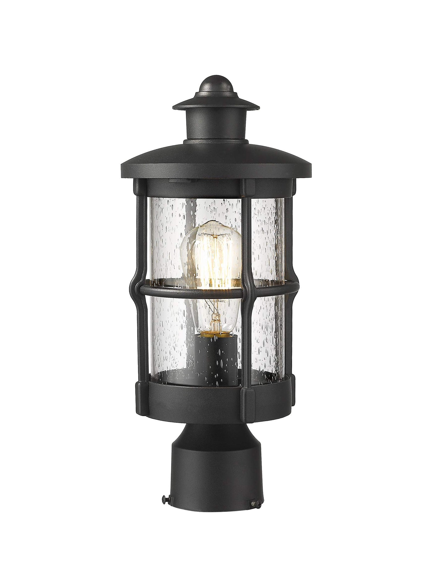 Rosient Outdoor Post Lights, Exterior Post Sconce, Outdoor Lamp, Pathway Post Lighting Fixture, Patio Pillar Light in Black Finish with Seeded Glass