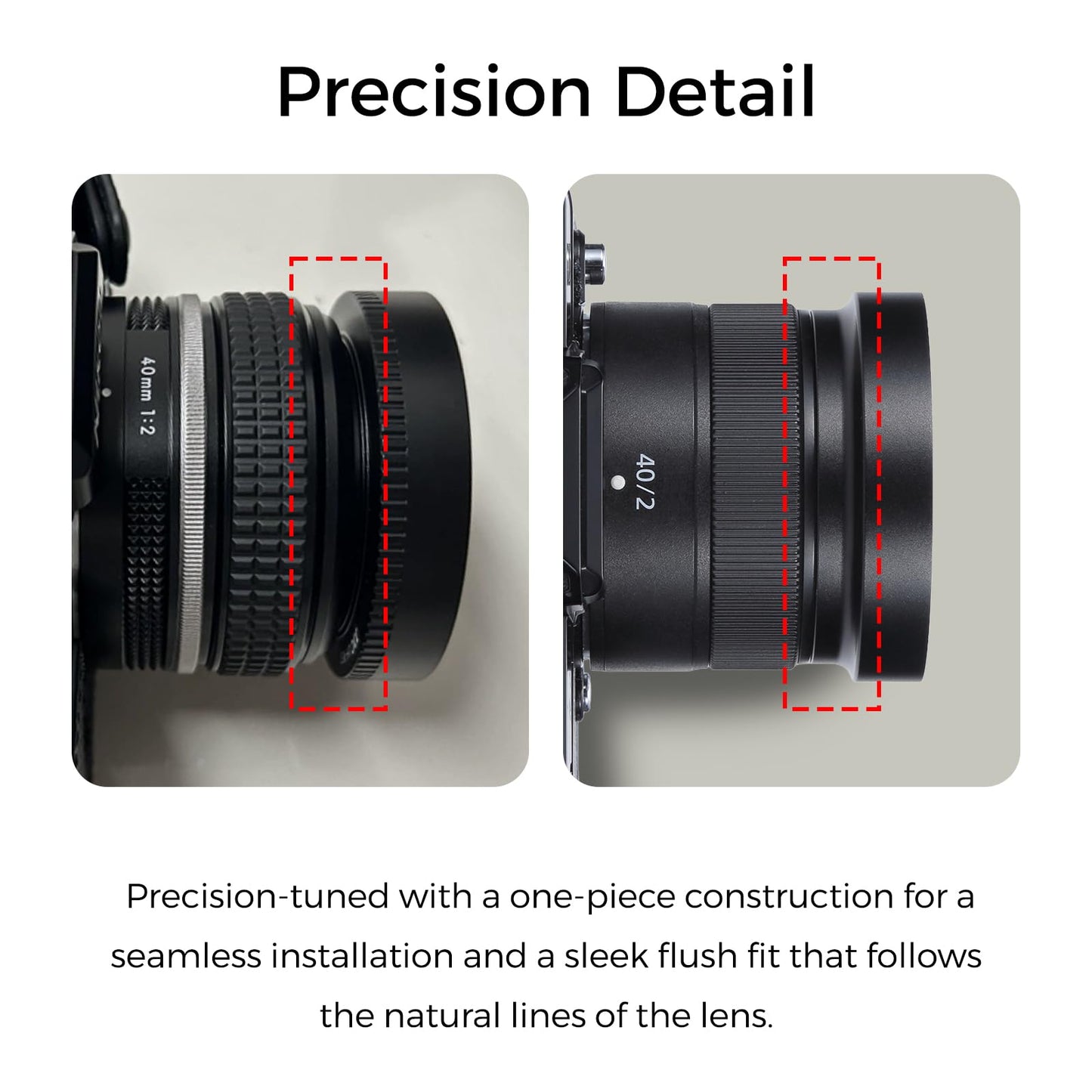 Camera Metal Lens Hood for Nikon Nikkor Z 40mm F2, Z 28mm f/2.8, Z 28mm f/2.8 Lens Compatible with 52mm UV UV Filters (Black)