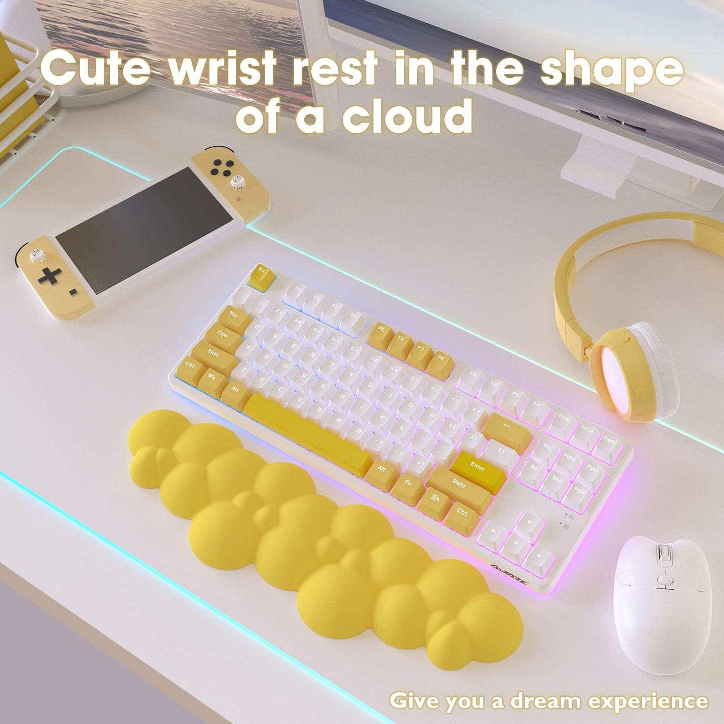 Gaming Keyboard Wrist Rest Pad,Memory Foam Keyboard Palm Rest, Ergonomic Hand Rest,Wrist Rest for Computer Keyboard,Laptop,Mac,Lightweight for Easy