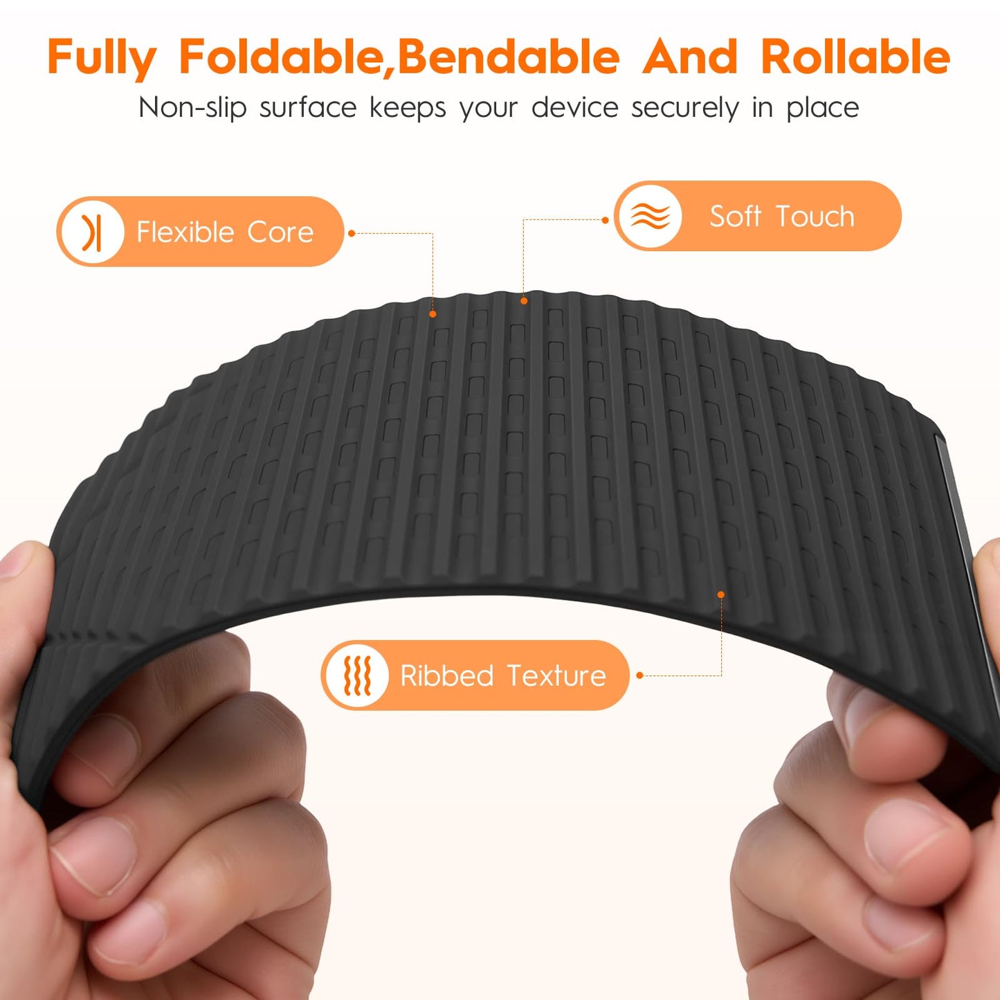 SINSETU 2 Pack Adjustable Foldable Silicone Phone Stand, Universal Bendable Cell Phone Tablet Holder, Portable Anti-Slip Desk Bed Phone Mount