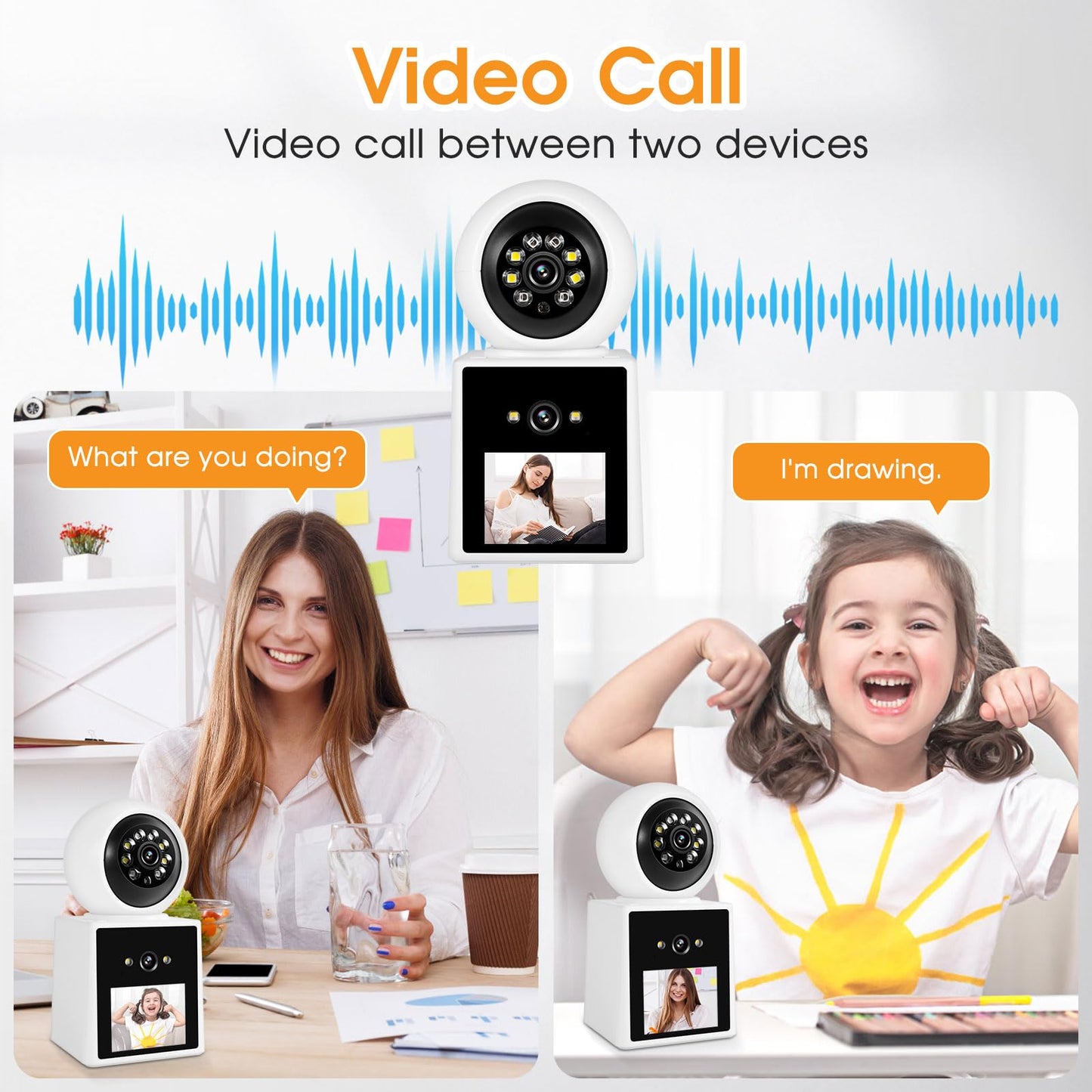 COOHILIGH Two-Way Video Call Security Camera with HD Screen, 1080P Indoor Home Security Camera, Indoor House Sitter Camera