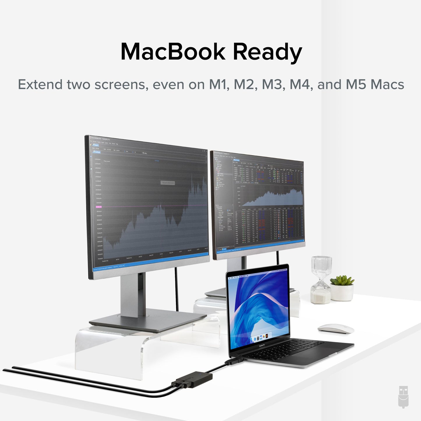 Plugable Dual HDMI Monitor Adapter for M1-M5 & Neo macOS, Windows, ChromeOS - USB-C, Thunderbolt, USB 3.0 Compatible, Supports 2 Displays at 1080p