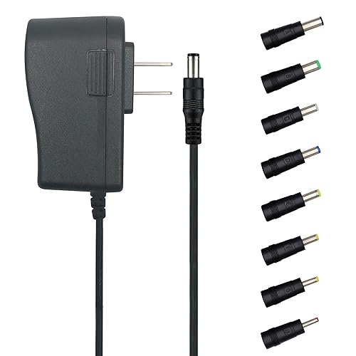 EIKS DC 5V 1A/1000mA Power Supply Adapter with Replacement 8 Plugs for USB Hub TV Box Camera Speaker