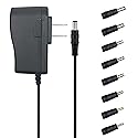 EIKS DC 5V 1A/1000mA Power Supply Adapter with Replacement 8 Plugs for USB Hub TV Box Camera Speaker