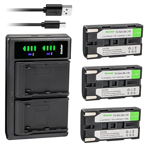 Kastar 3-Pack SB-L160 Battery and LTD2 USB Charger Replacement for Samsung SB-L160 SBL160, SB-L320 SBL320, SB-L480 SBL480, SB-L110A SBL110A, Medion