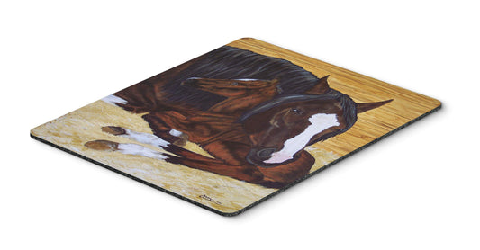 Caroline's Treasures AMB1236MP Bay Mare Foal Horse Mouse Pad, Hot Pad or Trivet for Home Office Gaming Working Computers Laptop Mouse Mat,Washable