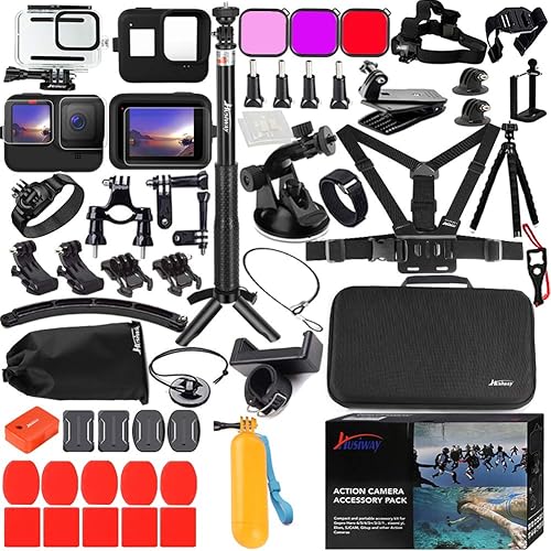 Accessories Kit for Gopro Hero 13 12 11 10 9 Black Waterproof Housing Silicone Case Glass Screen Protector Bundle for Go pro Gopro13 Gopro12 Gopro11