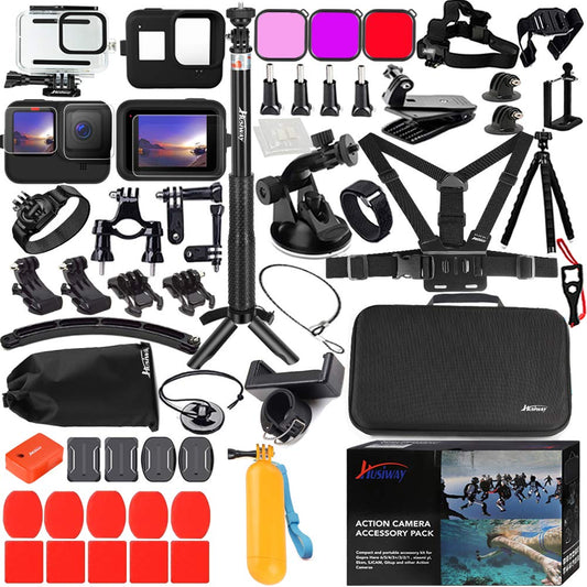 Accessories Kit for Gopro Hero 13 12 11 10 9 Black Waterproof Housing Silicone Case Glass Screen Protector Bundle for Go pro Gopro13 Gopro12 Gopro11
