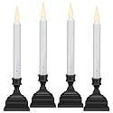 612 Vermont Battery Operated LED Window Candle with Sensor and 8 Hour Timer, Patented Dual LED Flicker Flame, VT-1620A-4 (Pack of 4, Antique Bronze)