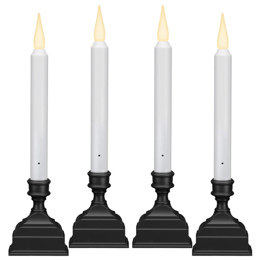 612 Vermont Battery Operated LED Window Candle with Sensor and 8 Hour Timer, Patented Dual LED Flicker Flame, VT-1620A-4 (Pack of 4, Antique Bronze)