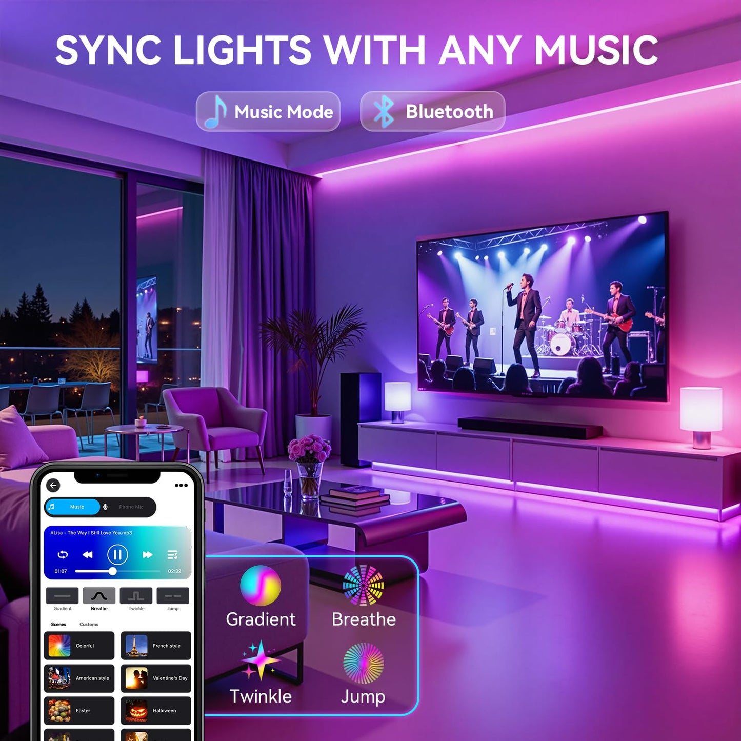 Auxmir A19 Smart Light Bulbs with Remote, RGB+CCT Color LED Bulbs, 2-Pack