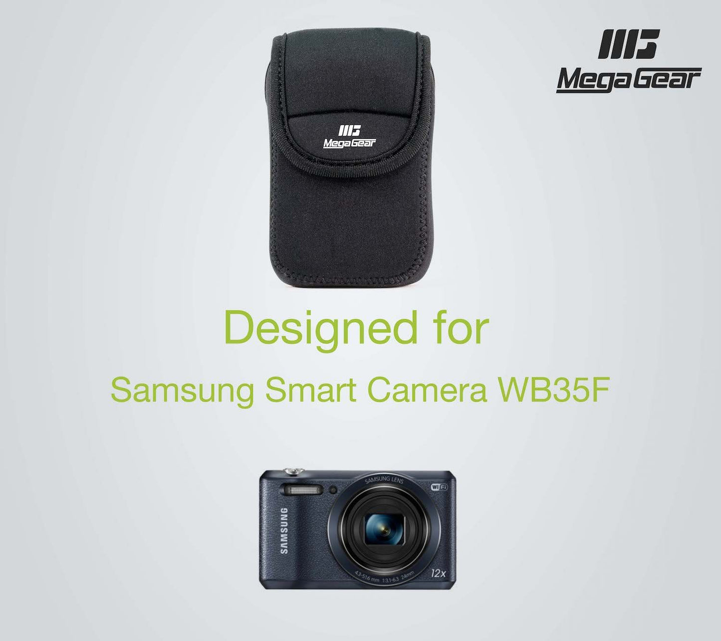 MegaGear Samsung WB35F, WB350F Ultra Light Neoprene Camera Case, with Carabiner - Black - MG779