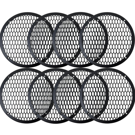 BassRockers 8" Metal Speaker Grill Cover HeavyDuty HexMesh Protective Grill Guard 8" Car Audio Speakers/Subwoofers, Universal Fit, Matte Black, 4-Hole