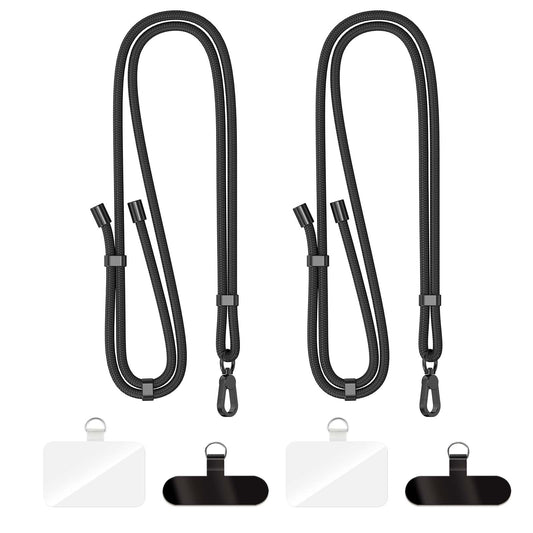 POHFP Phone Lanyard 2 Pack-2× Adjustable Neck Strap,4× Tether Tabs, Universal Cell Phone Multifuctional Patch Lanyards Compatible with Most