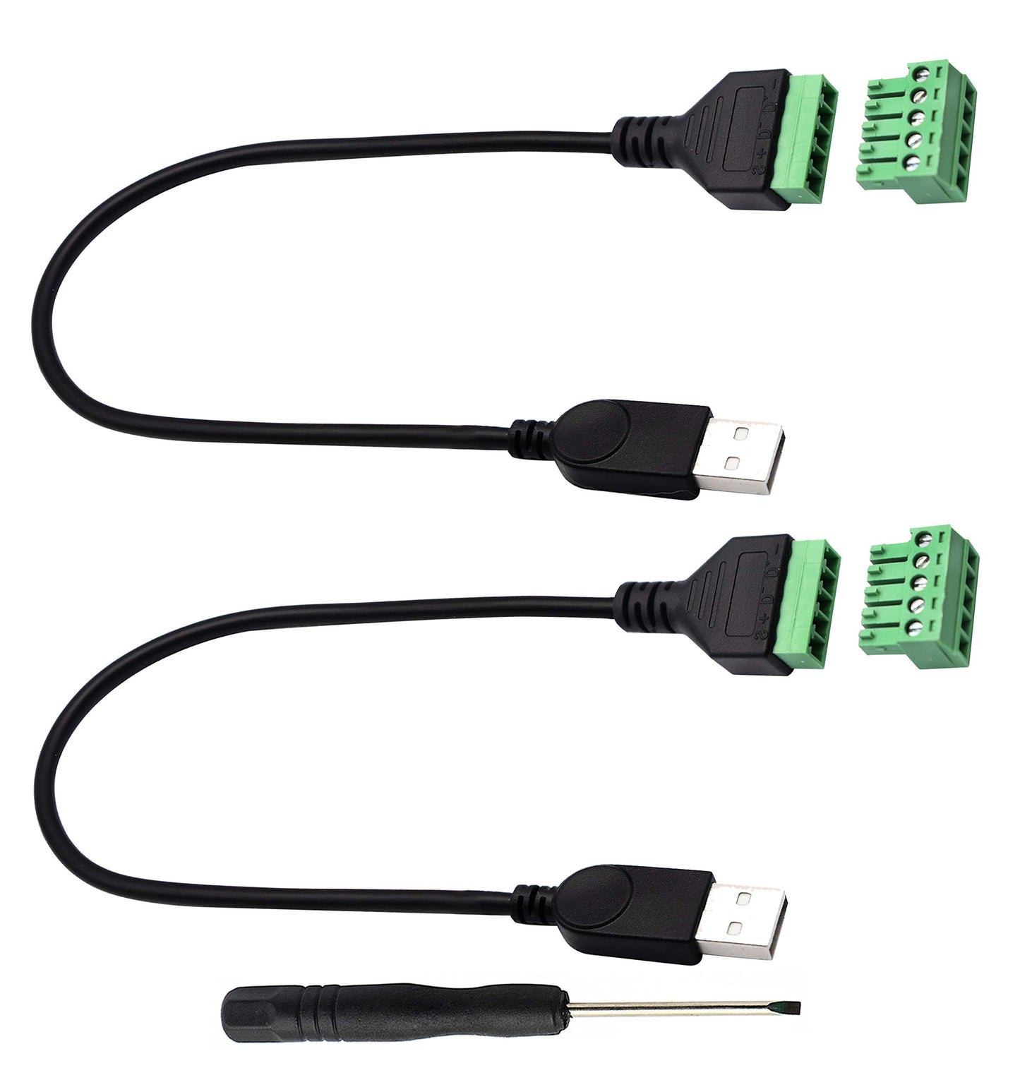 zdyCGTime USB 2.0 A Screw Terminal Block Connector Cable USB 2.0 A Male Plug to 5 Pin/Way Female Bolt Screw with Shield terminals Pluggable Type