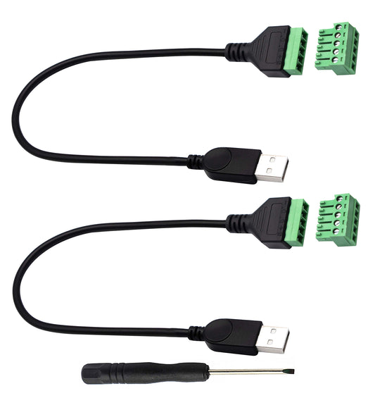 zdyCGTime USB 2.0 A Screw Terminal Block Connector Cable USB 2.0 A Male Plug to 5 Pin/Way Female Bolt Screw with Shield terminals Pluggable Type