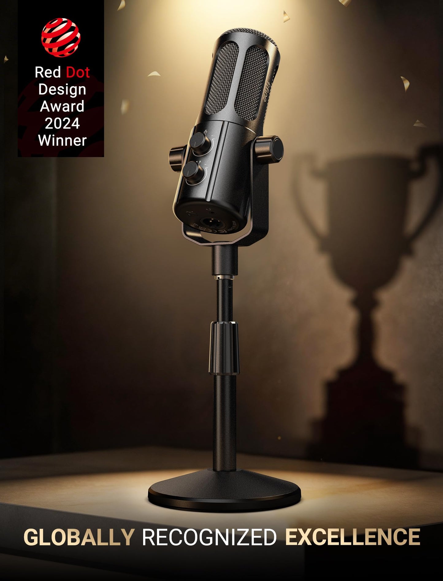 FIFINE AmpliTank TANK6S Vocal-Dynamic-Microphone, XLR-USB-Podcast-Microphone with Desktop Stand, Mute Button, Volume Knob, Studio Metal Built