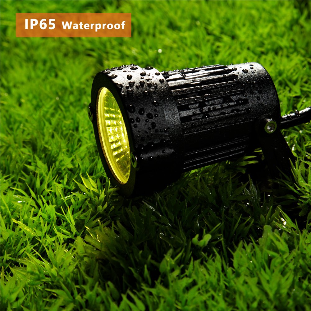 Z Outdoor Landscape LED Lighting 5W Waterproof Graden Lights COB Led Spotlights with Spiked Stand for Lawn Decorative Lamp US 3- Plug 3500K Warm White