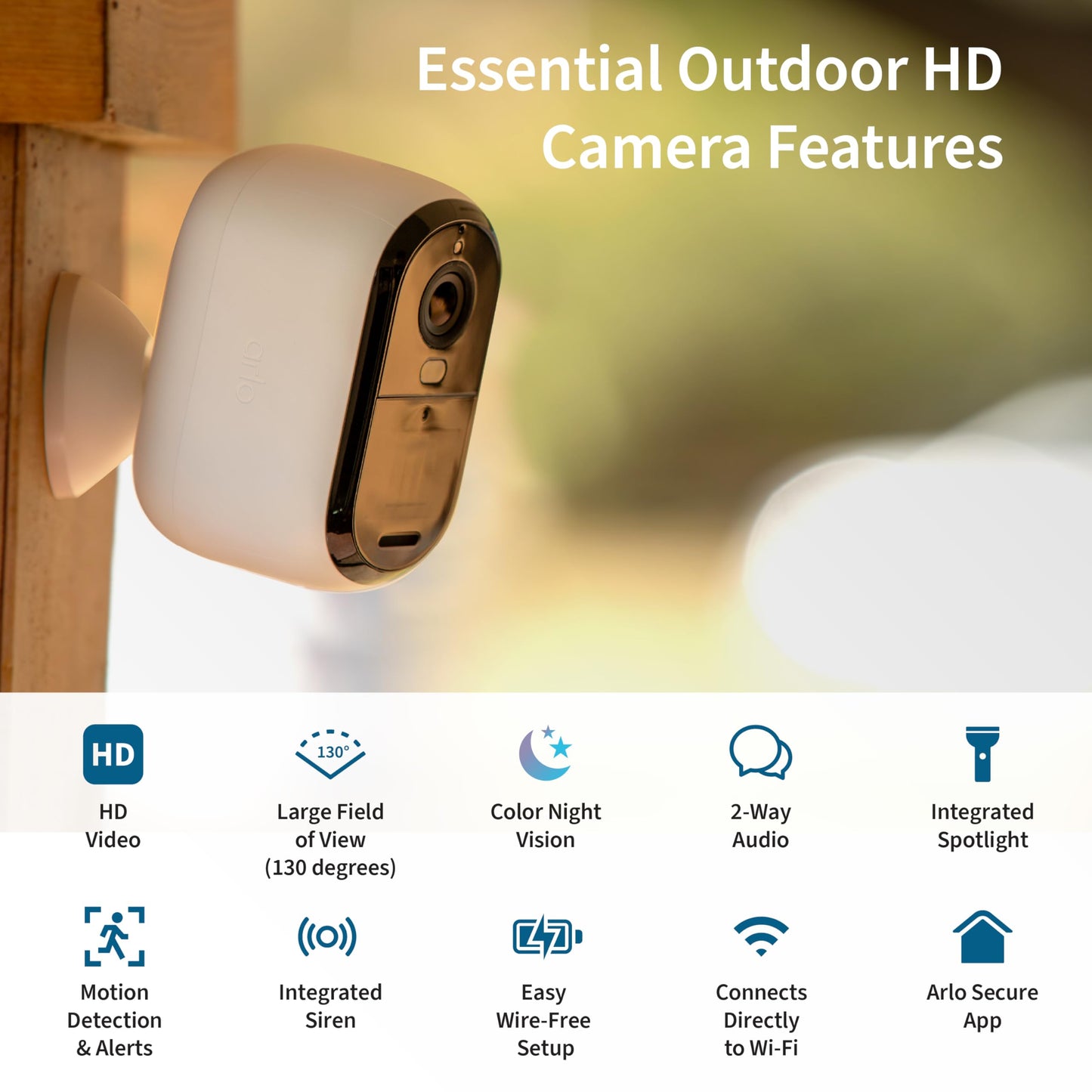 Arlo Essential Security Cameras Wireless Outdoor 1080p HD (2nd Gen, 2023 Release) - Battery Power, Person Recognition, Package Detection, Animated