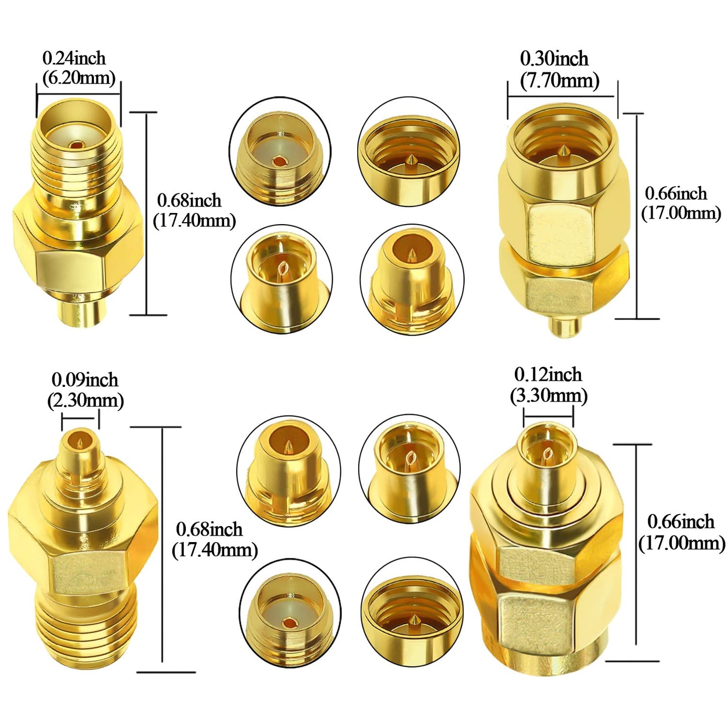 TUOLNK SMA to MMCX Coaxial Adapter Kit Pure Brass for WiFi Antenna/Networks/Extension Cable MMCX Male/Female to SMA Male/Female Coax Connector Kits