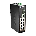 BV-Tech 8 Port PoE Switch with 1 Gigabit Uplink and Industrial DIN Rail - Power Over Ethernet Network Switch for IP Cameras, VoIP Phones, Wireless APs