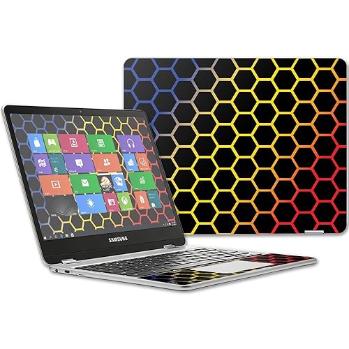MightySkins Skin Compatible with Samsung Chromebook Plus 12.3"(2017 - Primary Honeycomb | Protective, Durable, and Unique Vinyl wrap Cover | Easy…