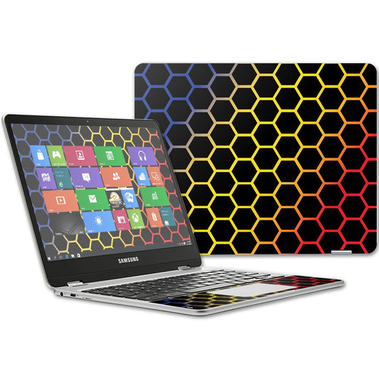 MightySkins Skin Compatible with Samsung Chromebook Plus 12.3"(2017 - Primary Honeycomb | Protective, Durable, and Unique Vinyl wrap Cover | Easy…