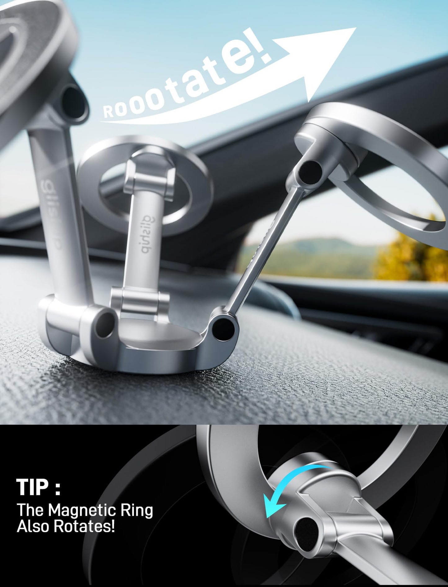 for MagSafe Car Mount, [42 Strong Magnet & 360° Rotation] Ultra Magnetic Car Phone Holder, Magnetic Phone Holder for Car Mag Safe Car Mount Fit