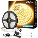 Olafus 32.8ft LED Strip Lights Warm White, Dimmable Soft White Light Strip 3000K with Adhesive Clips, 12V 10M Flexible Led Lights for Bedroom Indoor