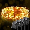 Ariceleo Solar String Lights, 4 Pack, 33 Ft, 100 LED Copper Wire, Warm White, 8 Lighting Modes, Waterproof, Outdoor and Indoor Use, for Garden, Patio