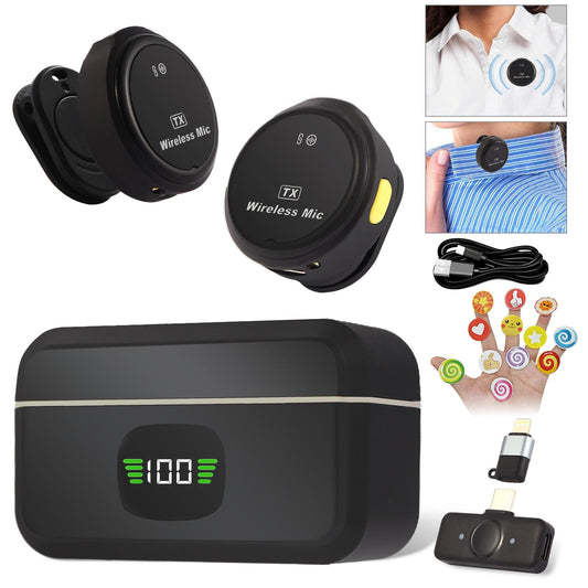 Gift Wireless Personal Lavalier Microphone with?Cultural Stickers?for Lightning iPhone 17/16/15/Android Noise Cancellation Omnidirectional Microphone