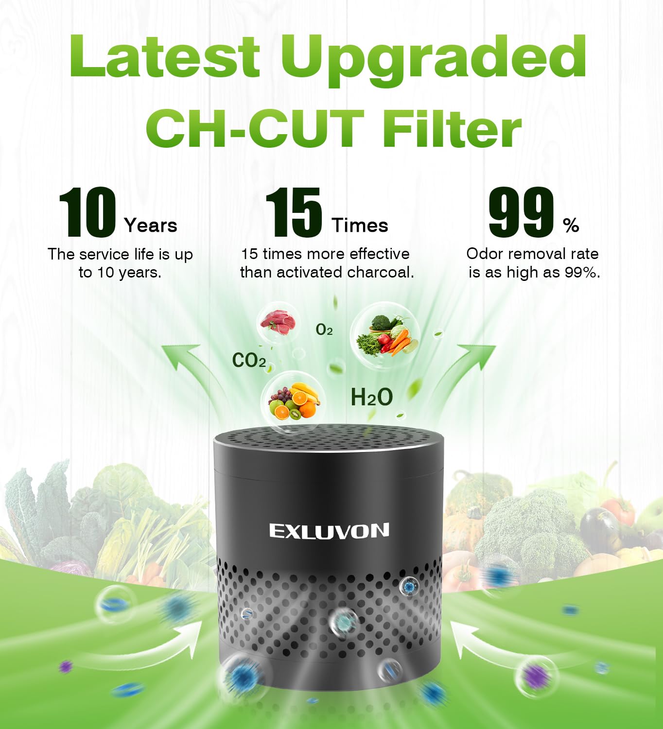 Exluvon Refrigerator Deodorizer, Black, Compact Reusable, Long Lasting