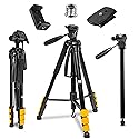 Kodak PhotoGear 2-in-1 Tripod & Monopod | Lightweight 70” 4-Section Flip-Lock Aluminum Stand Converts to 64.5” Monopod | QuickRelease Plates 3-Way