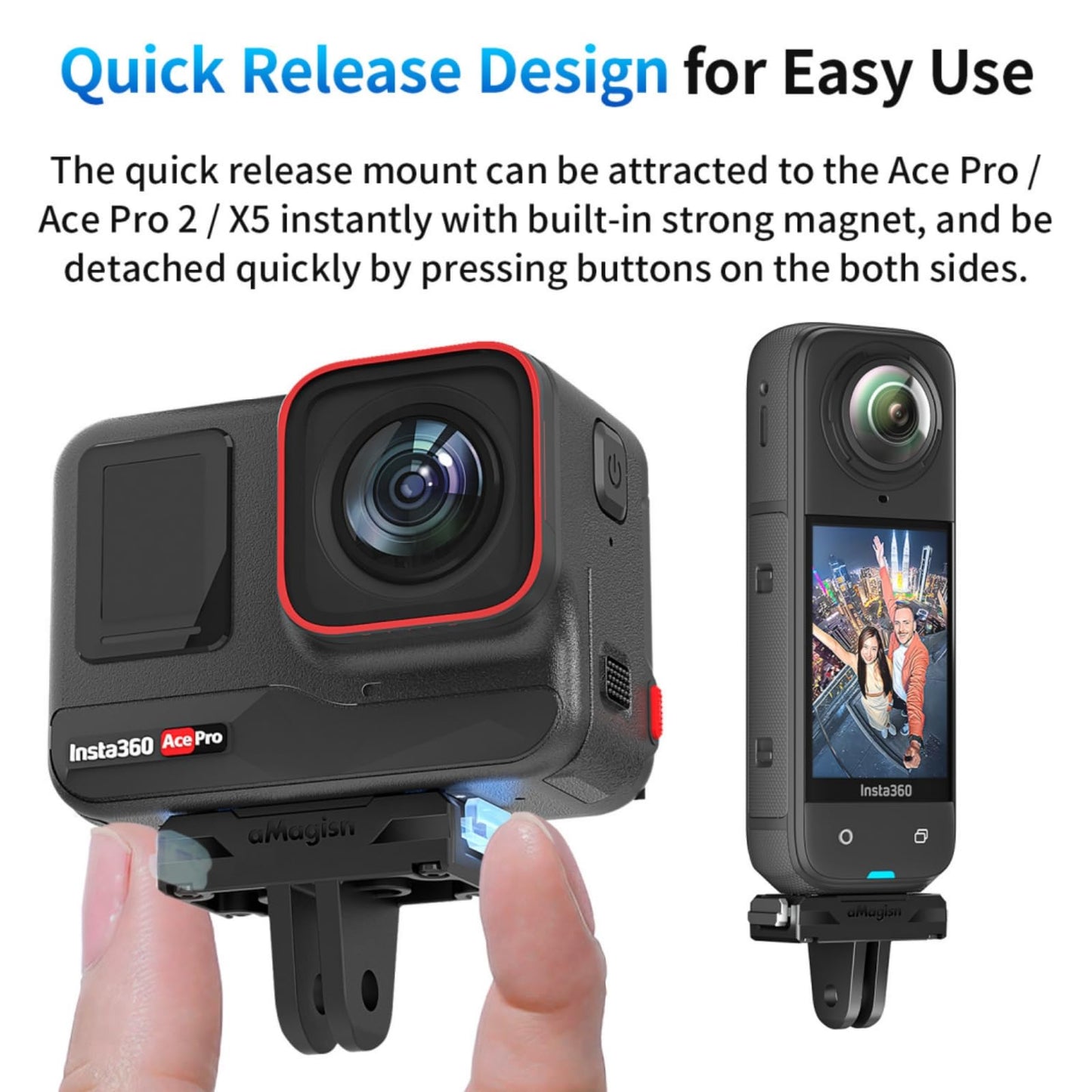Ferbao Magnetic Mount for Insta360 X5/ Ace Pro 2/Ace Pro,Quick Release Adapter for Insta360 X5