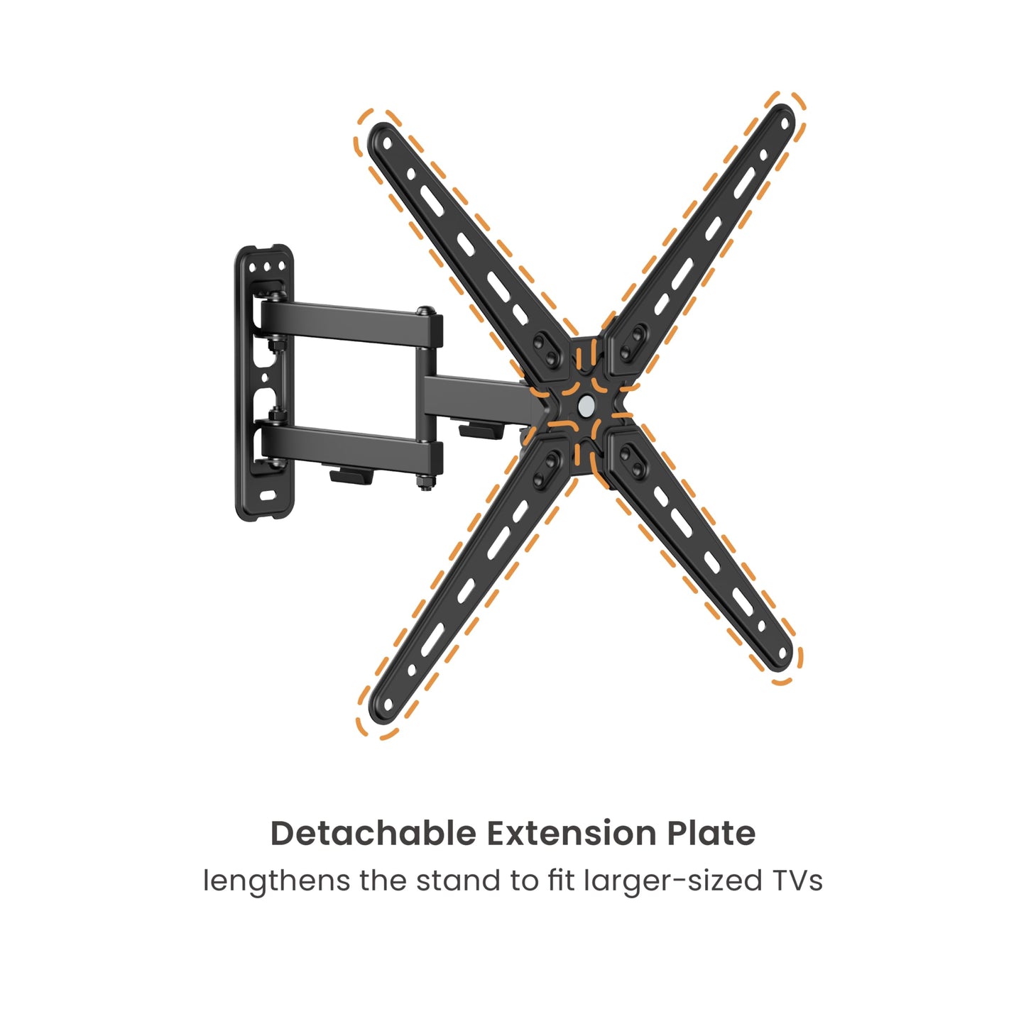 PL-443 Landscape to Portrait Vertical Rotation Full Motion TV Monitor Wall Mount Bracket Articulating Arms Swivel Tilt for Most 13" to 55" Flat Screen