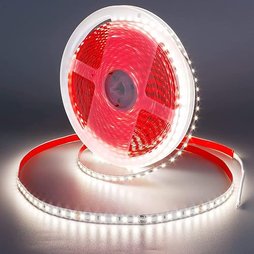KXZM 24V 65.6ft/20m LED Strip Light Natural White 4000K 2400LEDs High Brightness 12000LM SMD2835 Flexible No-Waterproof IP20 LED Tape for Kitchen
