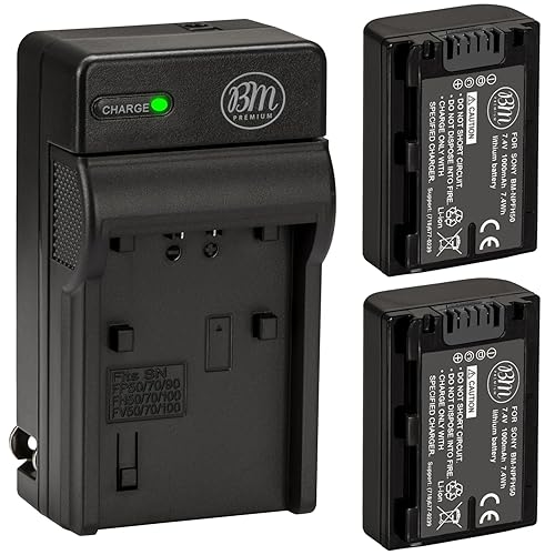 BM Premium 2-Pack of NP-FH50 Batteries and Battery Charger for Sony CyberShot DSC-HX100V DSC-HX200V Digital Camera