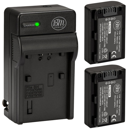 BM Premium 2-Pack of NP-FH50 Batteries and Battery Charger for Sony CyberShot DSC-HX100V DSC-HX200V Digital Camera