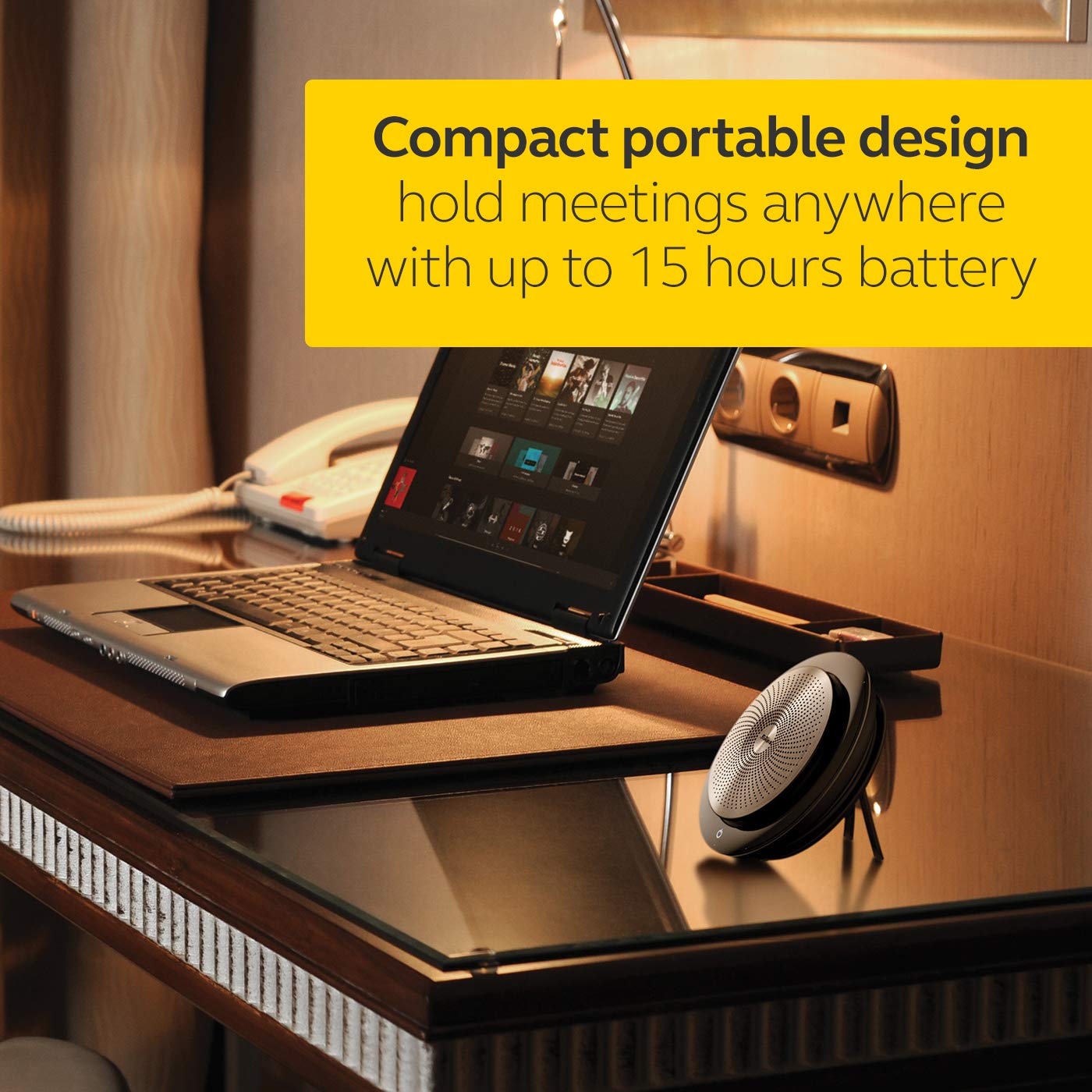 Jabra Speak 710 UC Wireless Bluetooth Speakerphone with Link 370 USB Adapter - Portable Conference Speaker for Holding Meetings Anywhere