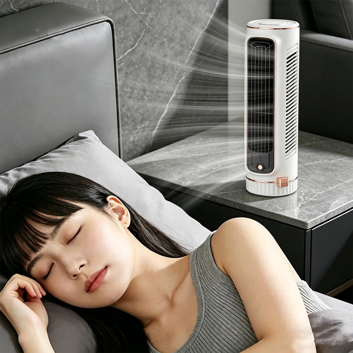 Seklirax Portable Tower Fan with 3 Speeds Desktop Cooling Fan Rechargeable Air Cooler USB Charging for Bedroom Kitchen Office Home (White)
