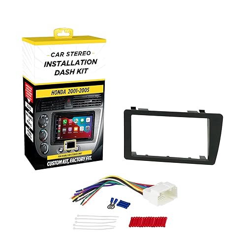 Scosche ICHA6BN Double DIN Radio Install Dash Kit Compatible with Select 2001-05 Honda Civic - Factory Radio Brackets Required - Complete Basic Car