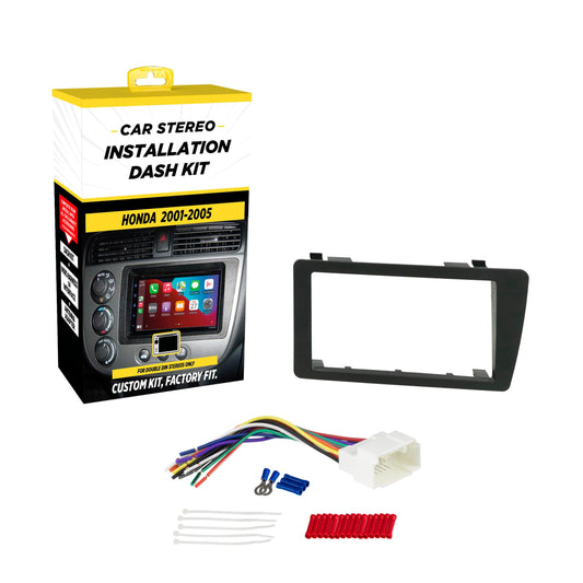 Scosche ICHA6BN Double DIN Radio Install Dash Kit Compatible with Select 2001-05 Honda Civic - Factory Radio Brackets Required - Complete Basic Car