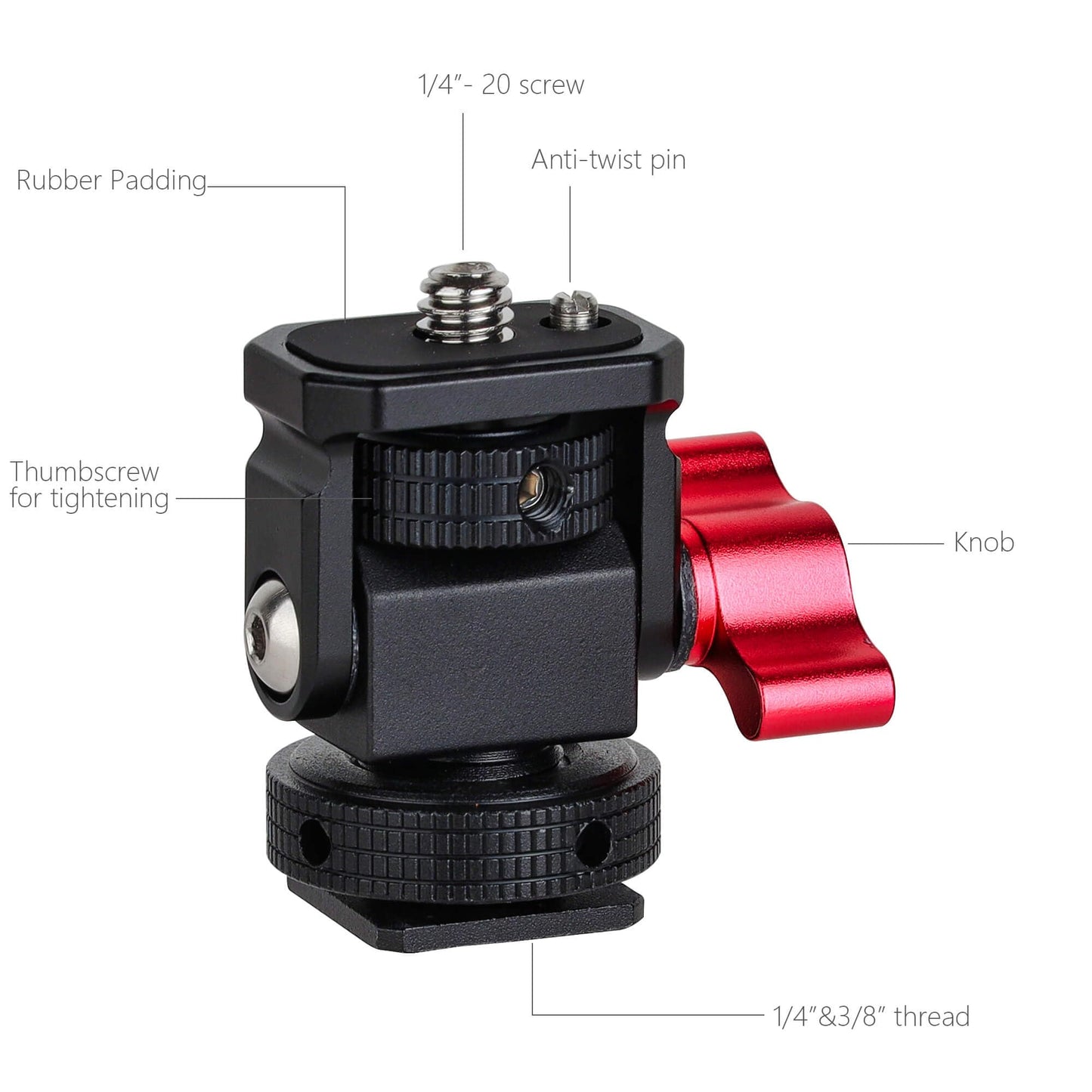 Universal Camera Monitor Mount, 360° Adjustable Aluminum Alloy Quick Release Bracket with Cold Shoe, Compatible with 5" or 7" Field Monitor for DSLR