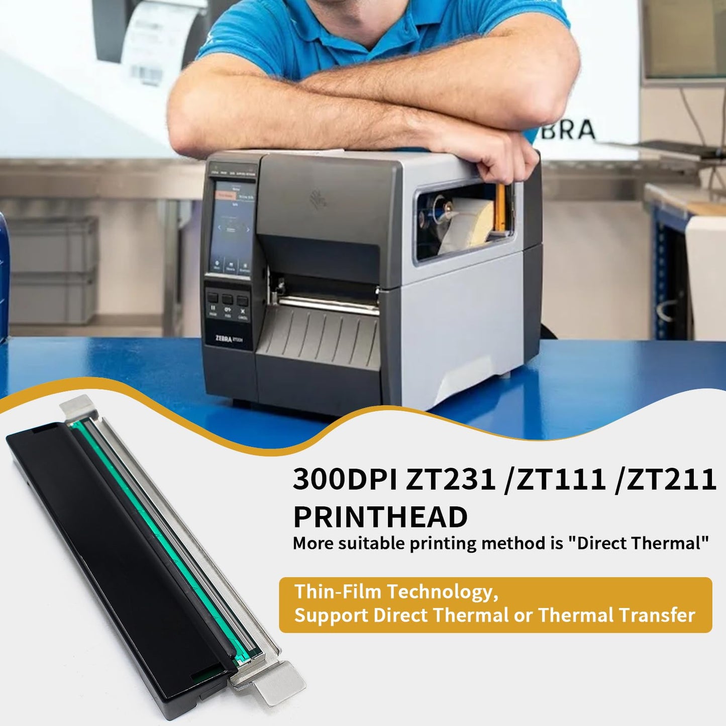 P1123335-013 New Printhead for Zebra ZT231 ZT211 ZT111 Thermal Barcode Printer OEM Replacement 300dpi