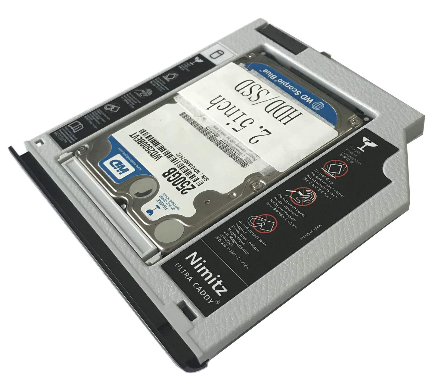 Nimitz 2nd HDD SSD Hard Drive Caddy for Hp Elitebook 2540p 2530p with Faceplate