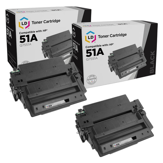 LD Compatible Toner Cartridge Replacement for HP 51A Q7551A (Black, 2-Pack) Compatible with HP LaserJet P3005 P3005d P3005dn P3005n P3005x M3027 MFP