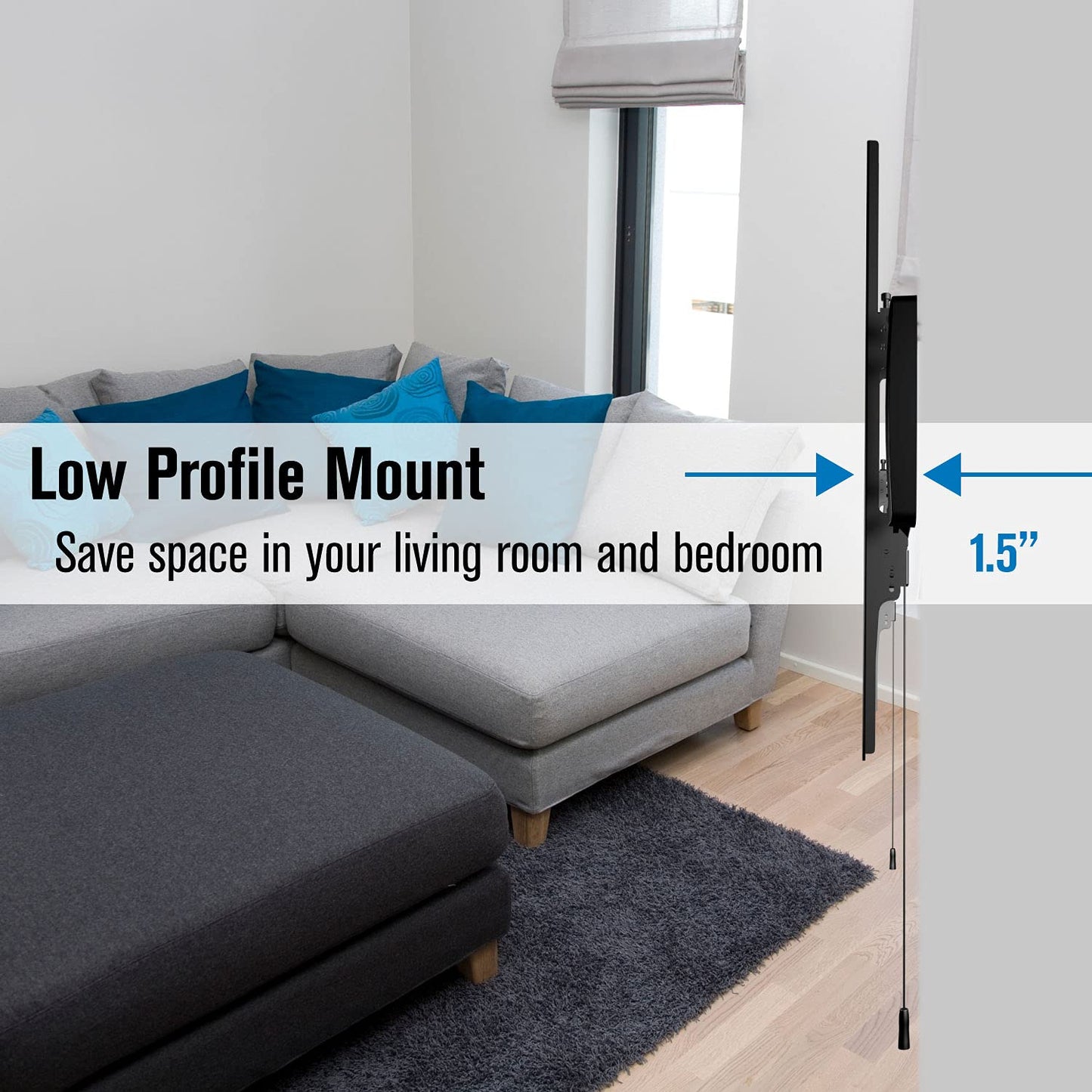 ProMounts Premium Flat/Fixed TV Wall Mount Bracket for 37-110 inch Screens, Supports 143 lbs Post Level Installation Low Profile LED, LCD, Plasma