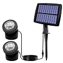 AVEKI Solar Pond Spotlights, 12 LED Solar Underwater Lights with Dual Head Waterproof Submarine Landscape Spotlight Security Lighting for Outdoor