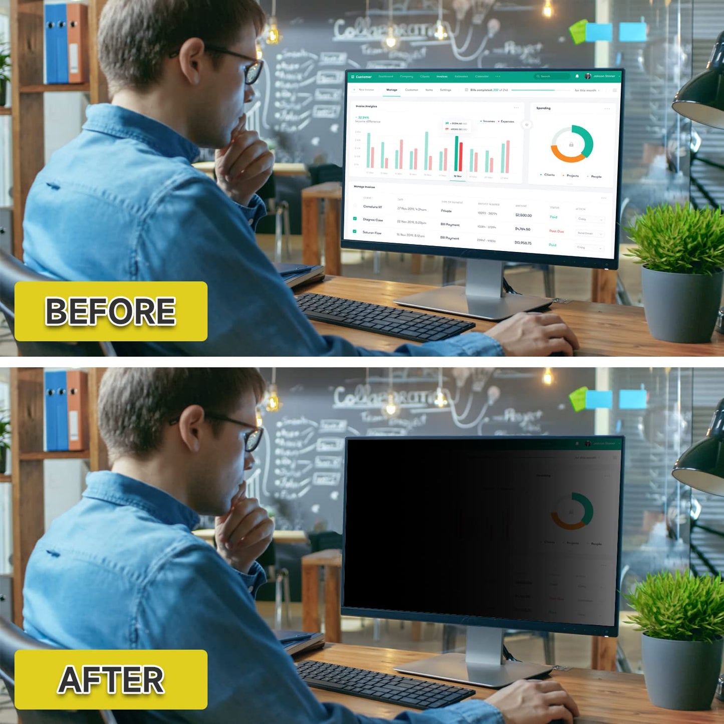 27 Inch Privacy Screen Protector, Anti Glare & Anti Scratch Screen Filter Compatible with 27"